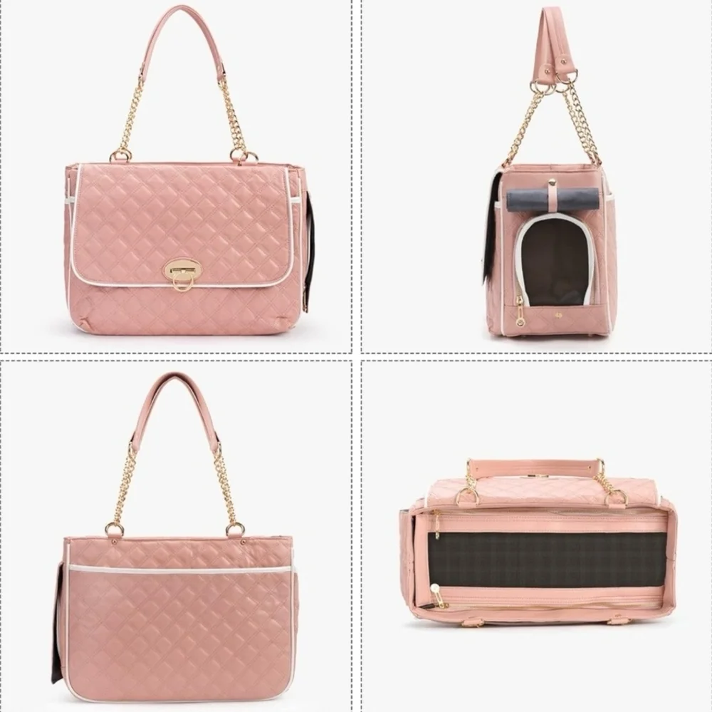 Pet Carrier Dogs Cat Small Animals Purse Bag, Leather Pet Carrier Dog Puppy Tote